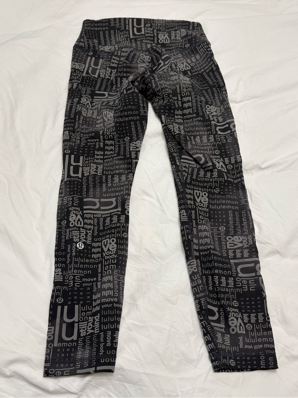 lululemon athletica Black and Gray Logo Print Leggings
